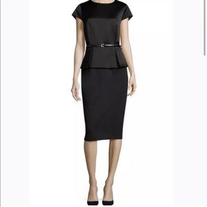 Ted Baker black peplum belted dress
